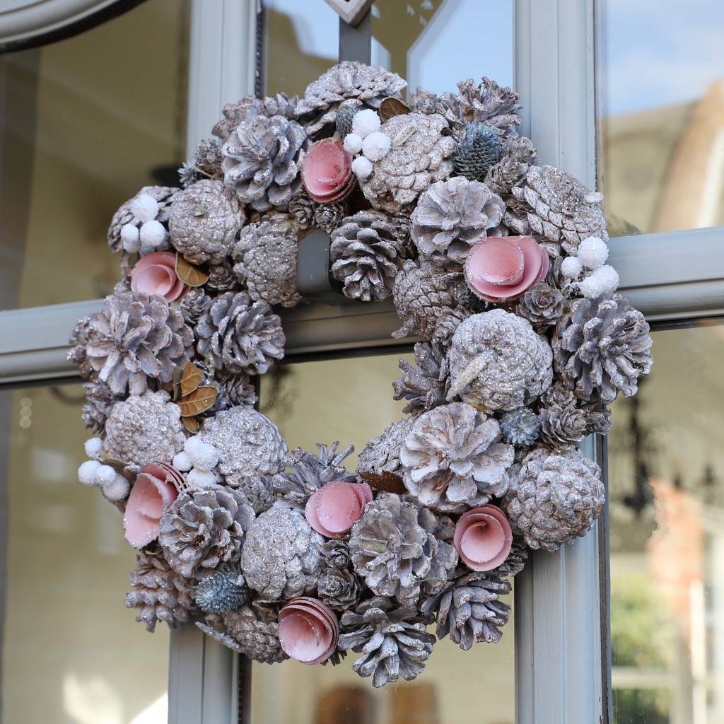 pink pinecone christmas wreath by lisa angel | notonthehighstreet.com