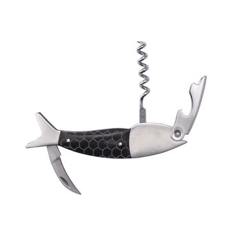 Blackened Wood Fish Shaped Bottle Opener In Gift Box, 3 of 5