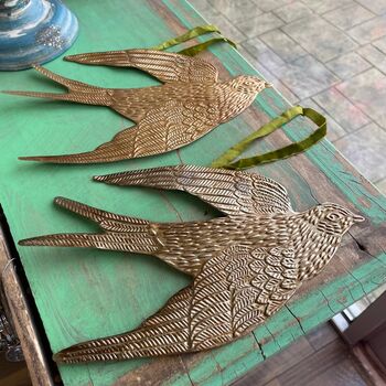 Embossed Gold Swallow Hanging Ornament, 2 of 4