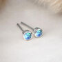 Mini Sterling Silver Blue Opal Stud Earrings, thumbnail 1 of 10