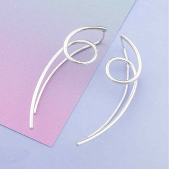 Sterling Silver Loop Drop Earrings, 2 of 7