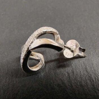 Sterling Silver Kiss Cross Huggie Earrings, 2 of 3