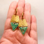 Aqua Gold Flake Triangular Drop Statement Earrings, thumbnail 5 of 10