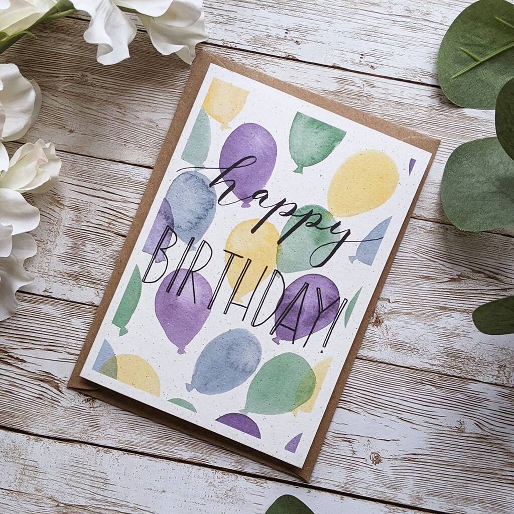 Watercolour Balloon Birthday Card By Callisto Design Co.