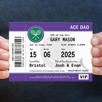 Personalised Tennis Ticket Card For Dad, 2 of 3