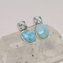 Larimar Blue Topaz Silver Stud Earrings, thumbnail 1 of 8