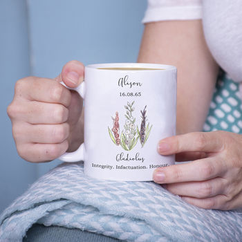 Birth Flower Personalised Water Colour Mug, 11 of 12