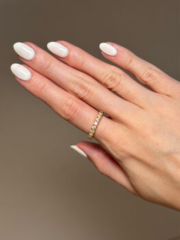 Sparkling Thin Ring With Round Stones, Gold, 5 of 6