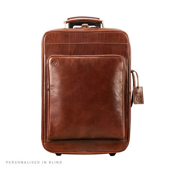 Personalised Wheeled Leather Trolley Case 'Piazzale', 2 of 12