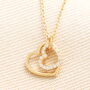 Sterling Silver Interlocking Crystal Heart Pendant Necklace, thumbnail 2 of 4