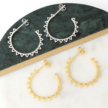 18ct Gold Plated Or Silver Sun Hoop Earrings, 3 of 7