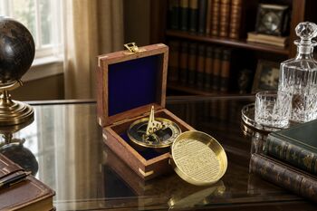 Personalised Signature Sundial Compass With Wooden Box, 8 of 12