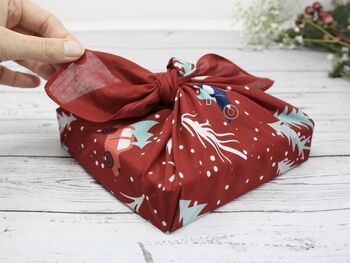 Set Of Three Reusable Fabric Christmas Gift Wraps, 2 of 10