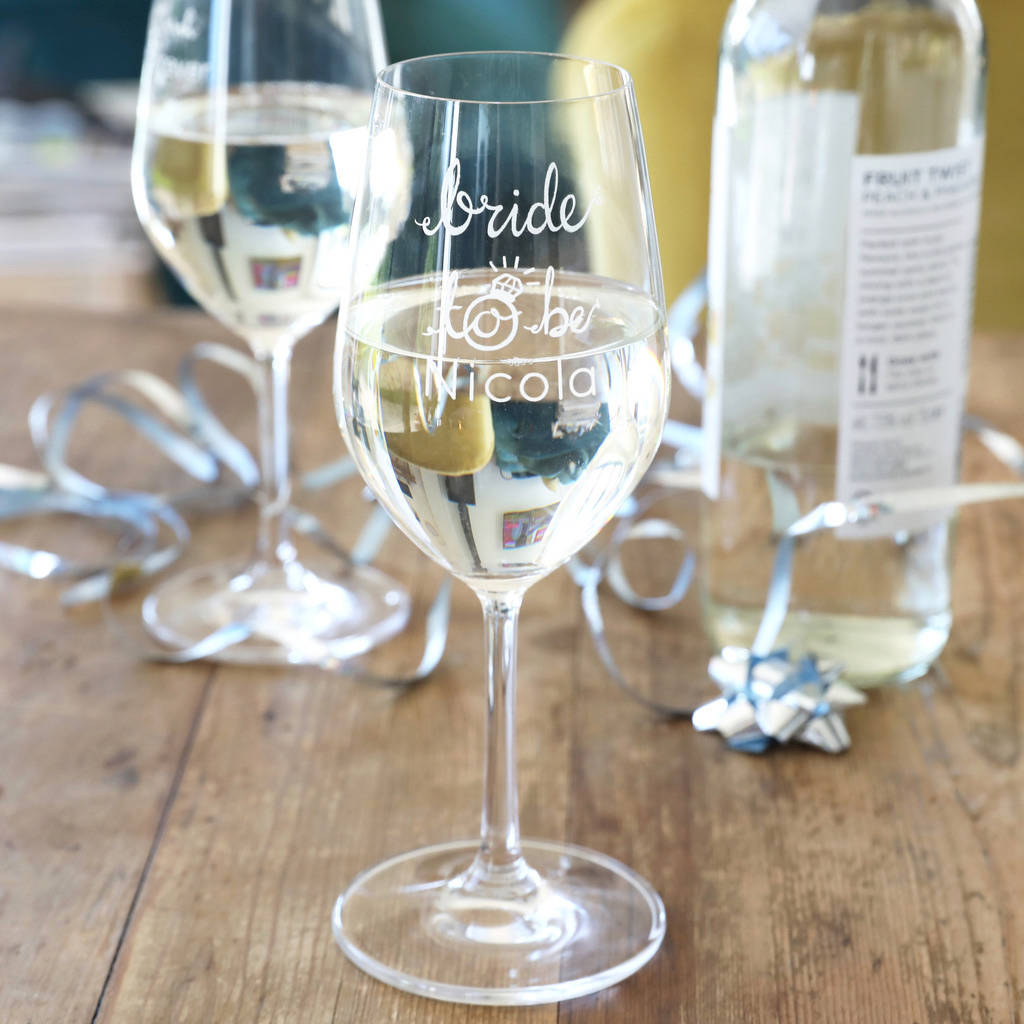 Engraved 'Bride To Be' Wine Glass, 1 of 2