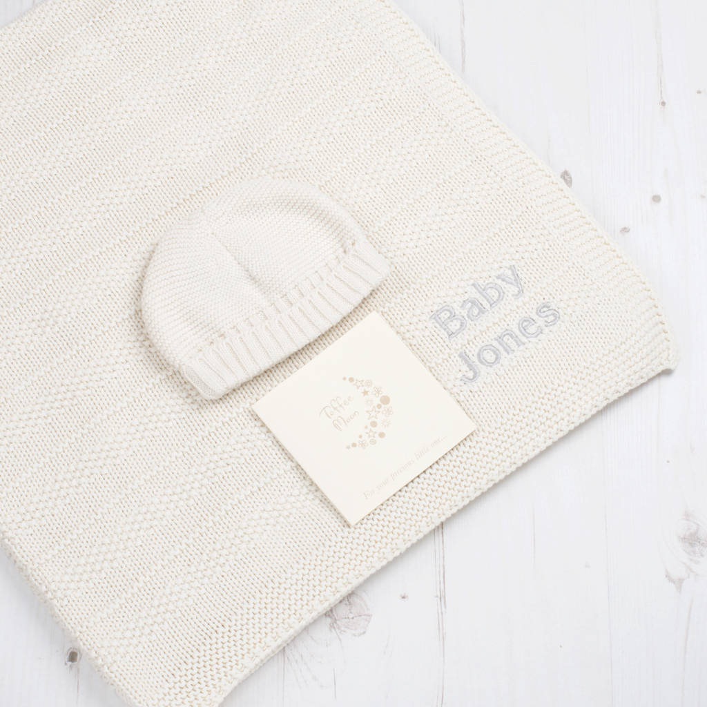 baby boys and girls blanket and hat gift set by toffee moon