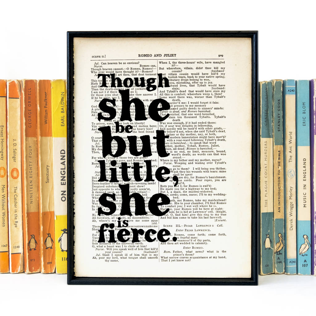 Little But Fierce Literary Quote Gift For Her Print