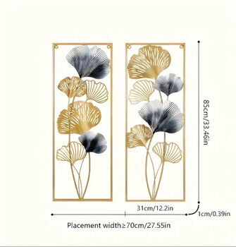 Nordic Gold And Black Leaf Wall Art, Ombré Design, 2 of 2