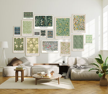 William Morris Green Flower Art Print, 4 of 4