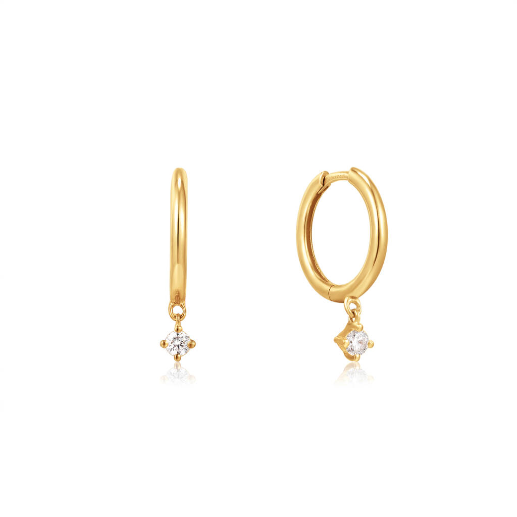 14kt Gold Natural Diamond Drop Huggie Hoop Earrings By ANIA HAIE ...