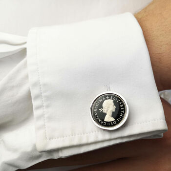 Personalised 60th Birthday Enamelled Sixpence Cufflinks, 8 of 11