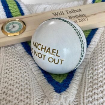 Personalised Vintage White Leather Cricket Ball, 9 of 12