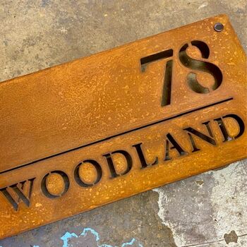 Corten Steel House Name Sign, 11 of 12