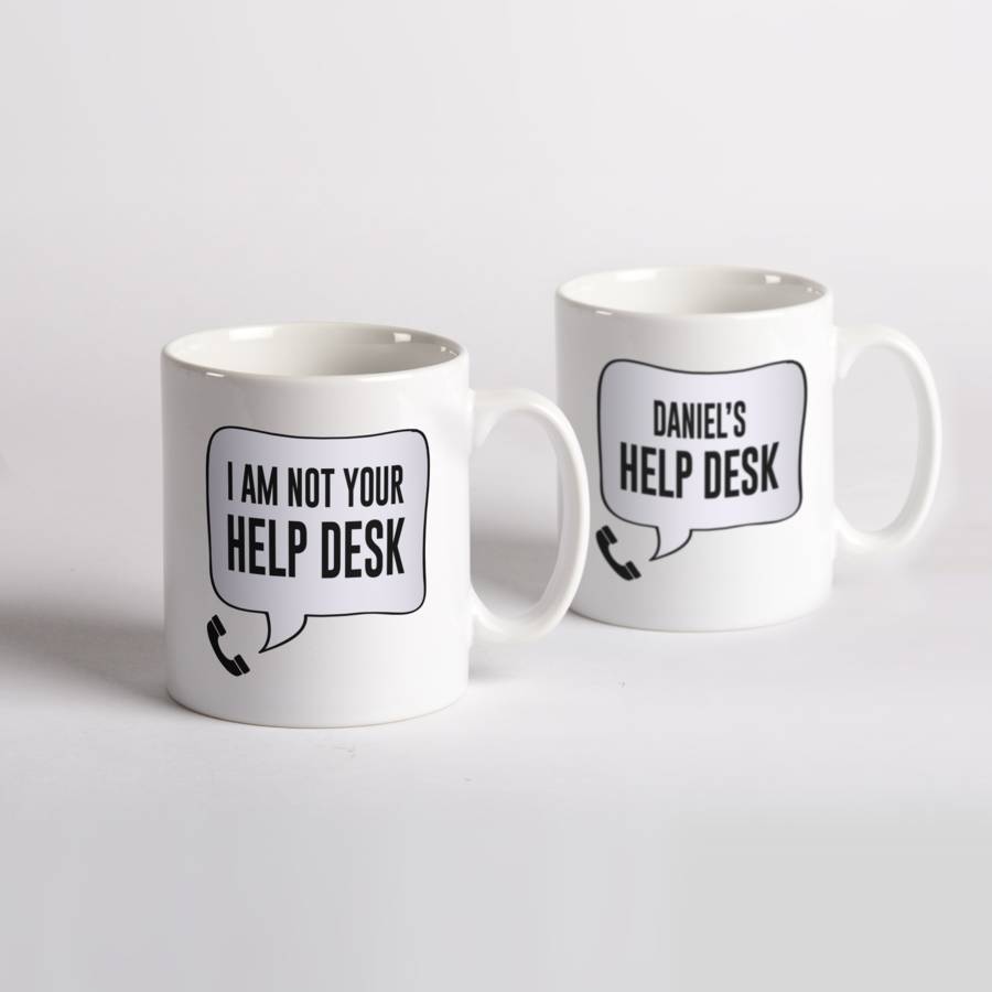 Personalised Help Desk Mug By For The Love Of Geek