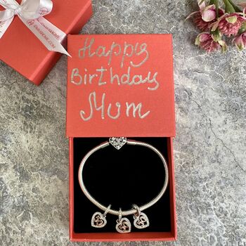 50th Birthday Charm Personalised Silver Bracelet Gift, 2 of 9