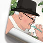 Winston Churchill Cleaning Teeth, Funny Bathroom Art, thumbnail 4 of 7