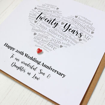Personalised 20th Wedding Anniversary Card, 3 of 5