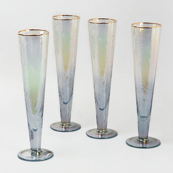 G Decor Set Of Four Grey Hammered Champagne Glasses, 3 of 4