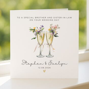 Champagne Wedding Day Card For Brother And Sister In Law, 4 of 7