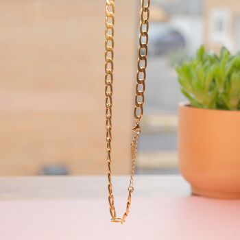 Gold Curb Chain Necklace 18 K Gold Plated, 9 of 9