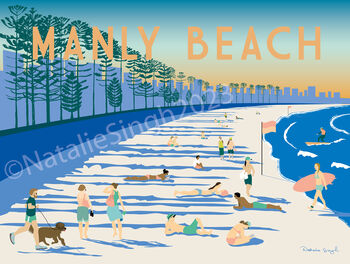 Manly Beach Retro Art Print, 4 of 4
