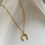 Gold Cz Encrusted Horse Shoe Necklace, thumbnail 2 of 4