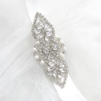 Estelle Deco Diamante And Pearl Wedding Garter, 3 of 9