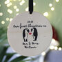 Penguin First Married Mr And Mrs Wooden Tree Decoration, thumbnail 5 of 8