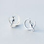 Sterling Silver Cat And Moon Stud Earrings, thumbnail 1 of 4