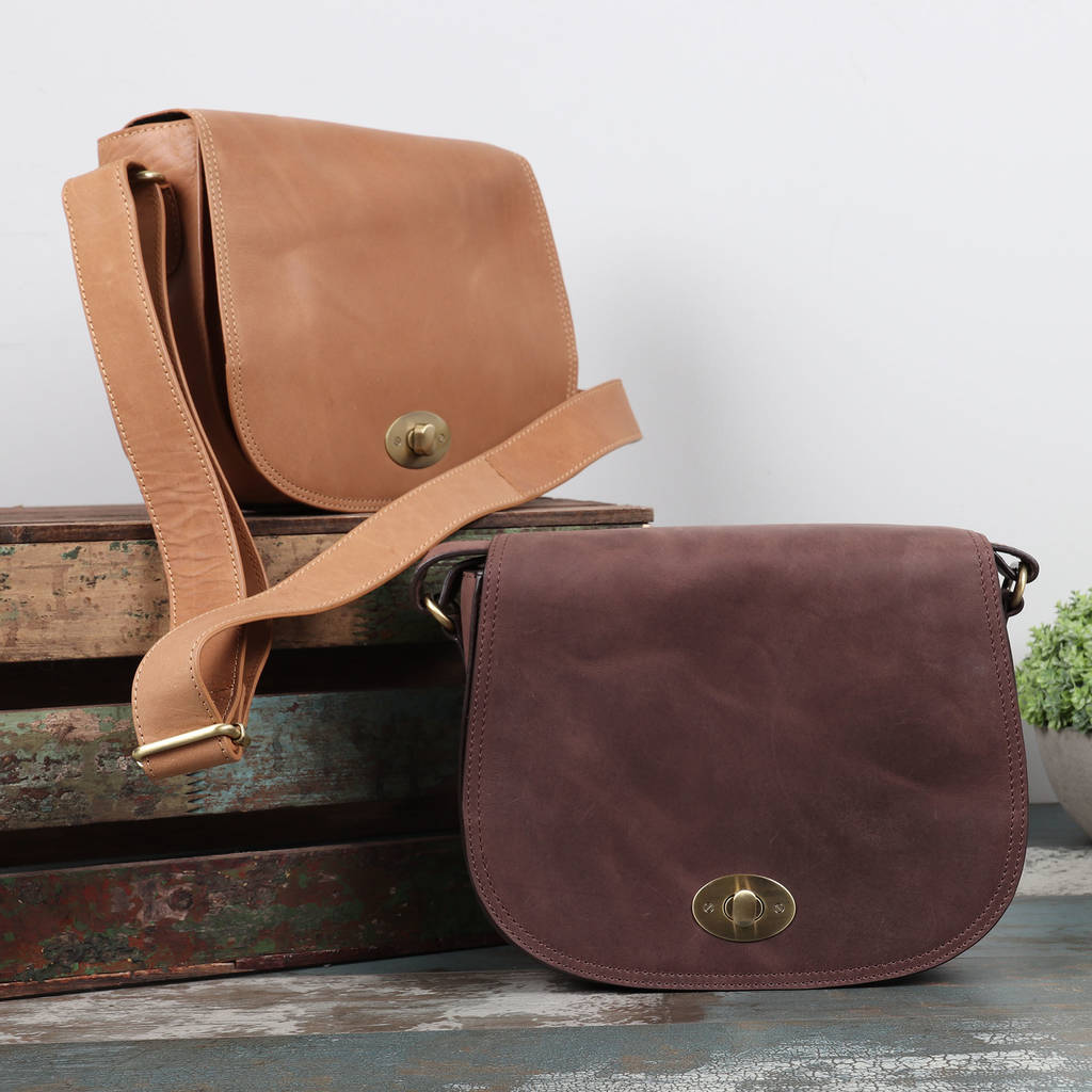 bette leather cross body saddle bag by the leather store