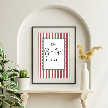 A4 Modern, Art Print, 'Our beautiful chaos' Red Stripes, 3 of 7