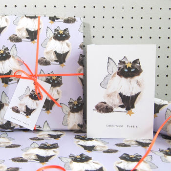 'Christmas Furry' Cat Eco Friendly Christmas Card, 7 of 7