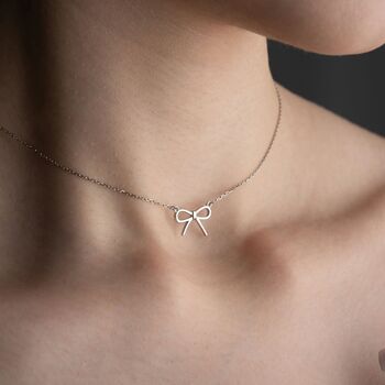 Sterling Silver Bow Necklace, 2 of 10