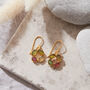 Tourmaline Flower Gold Plated Silver Drop Earrings, thumbnail 5 of 7