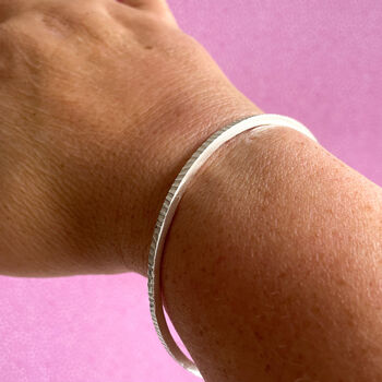 Linear Sterling Silver Square Bangle, 2 of 3