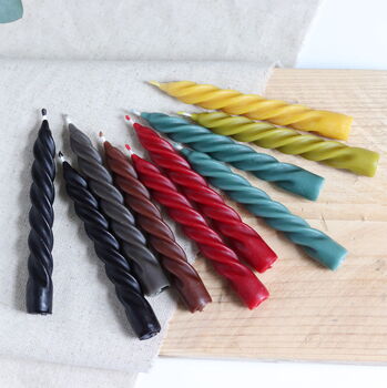 Spiral Beeswax Taper Candles | Seasonal Colours, 2 of 6