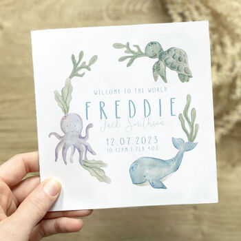 Personalised Underwater Animals New Baby Card, 2 of 4
