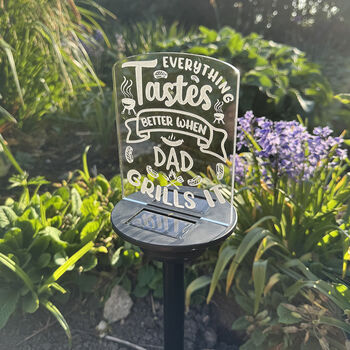 BBQ Grill Sign Colour Changing Solar Garden Light, 2 of 6