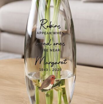 Personalised Robins Appear Printed Vase, 2 of 5