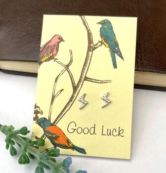 Sterling Silver Good Luck Lightning Bolt Earrings, 3 of 10