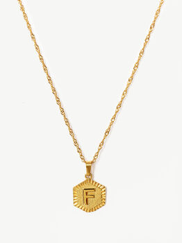 Textured Initial Coin Necklace With Rope Chain, 2 of 4
